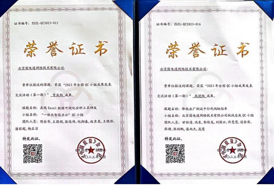 國網(wǎng)信通產(chǎn)業(yè)集團國電通兩項QC成果分獲2023年全國QC小組成果二、三等獎